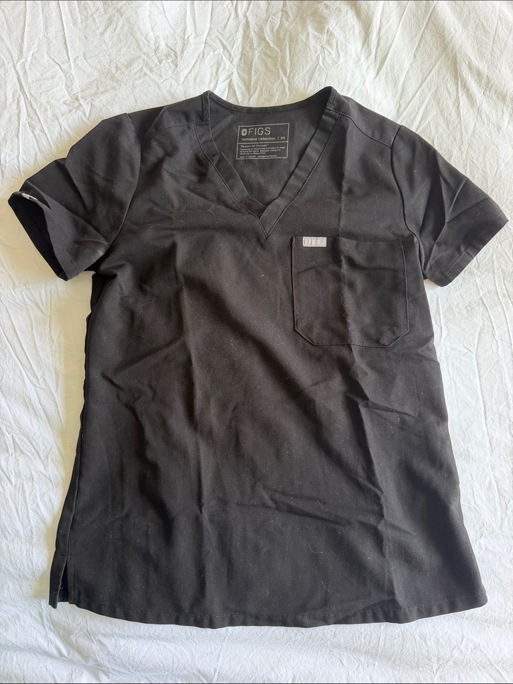 FIGS Women's Black V-Neck Scrub Top